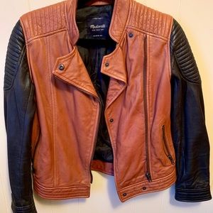 Madewell brown/black leather moto jacket